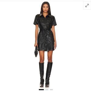 Amanda Uprichard Greyson Black Faux Leather Mini Dress